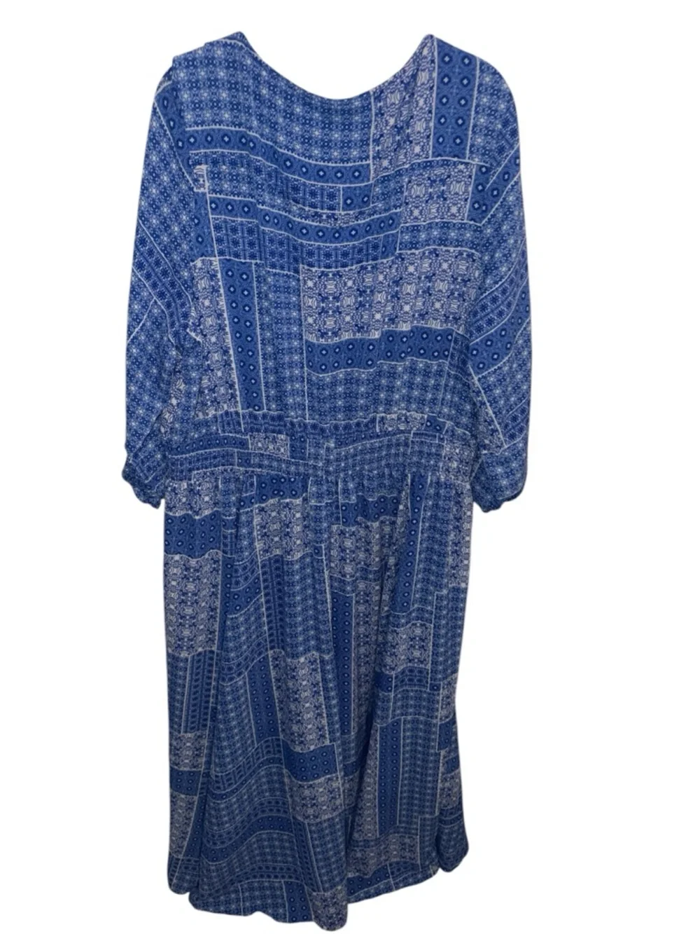 City Chic Blue Boho Maxi Dress XXL 24 Flowy Elastic Waist